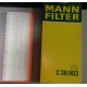 C36003 MANN FILTER FILTRO ARIA PER MINI CITROEN PEUGEOT 13717568728 1444TT