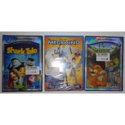 3 CARTONI IN  DVD-SHARK TALE-MEGAMIND-SHREK 2- NUOVI