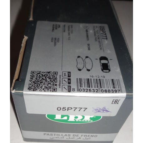 05P777 LPR Kit pastiglie freno PER OPEL VAUXHALL Agila SUZUKI Wagon R+ II