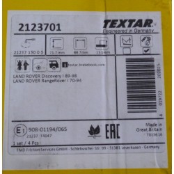 2123701 TEXTAR  Kit pastiglie freni PER LAND ROVER Range Rover I Discovery I (LJ)