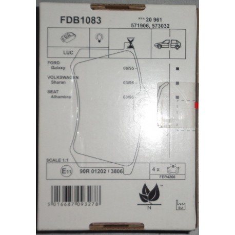 FDB1083 FERODO Kit pastiglie freno PER AUDI VW CITROEN PEUGEOT Ulysse PHEDRA