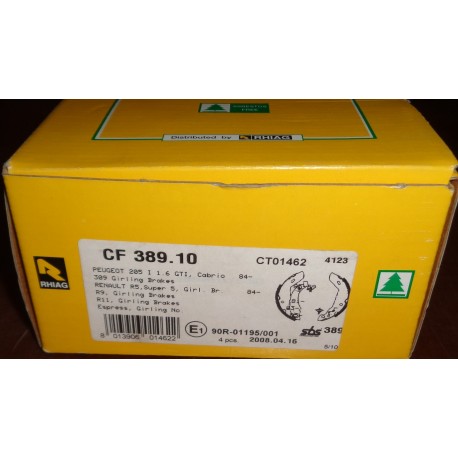 CF389.10 RHIAG Kit ganasce freni PER 205 GTI 309 RENAULT 5 9 11 SUPER 5 EXPRESS
