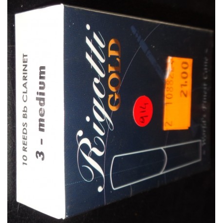 RIGOTTI GOLD REEDS Bb CLARINET 3 MEDIUM
