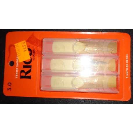 RICO D'ADDARIO TENOR SAXOPHONE 3.0  3 UNFILED REEDS