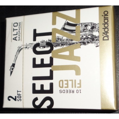 D'ADDARIO SELECT JAZZ 10 REEDS FILED ALTO SAXOPHONE 2 SOFT