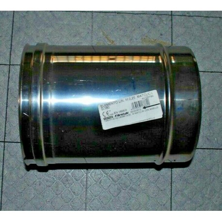 ELEMENTO LINEARE 0,25m ACCIAIO INOX DIAMETRO 180mm PER CANNA FUMARIA FIBROTUBI