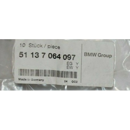 51137064097 CLIP DI FISSAGGIO STRISCE COPERTURA TETTO(10 PZ) NUOVO ORIGINALE BMW