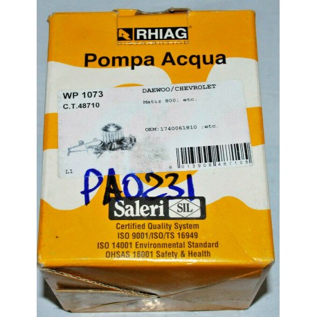 WP1073 POMPA ACQUA RHIAG PER CHEVROLET DAEWOO AVEO MATIZ KALOS SPARK TICO 