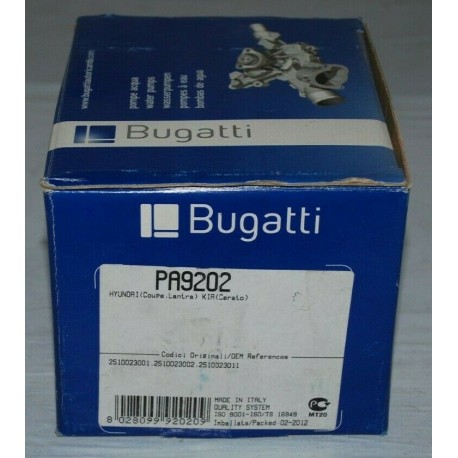 PA9202 POMPA ACQUA BUGATTI NUOVA PER HYUNDAI COUPE ELANTRA LANTRATUCSON, KIA PRO