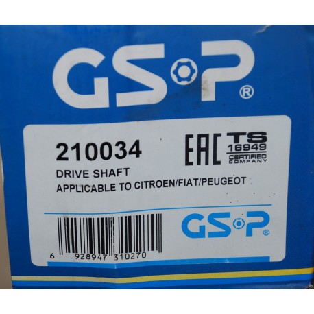 210034 GSP Semiasse PER CITROEN C25 PEUGEOT J5
